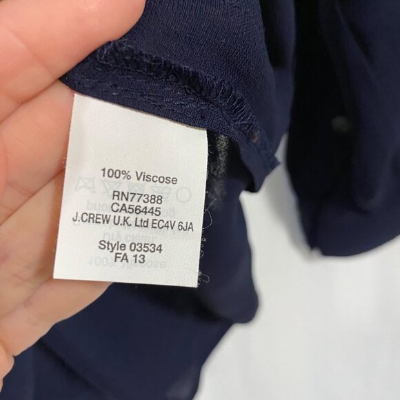 J. Crew Drapey Crepe Henley Tunic Navy Blue Blouse Size 4 - Picture 5 of 9